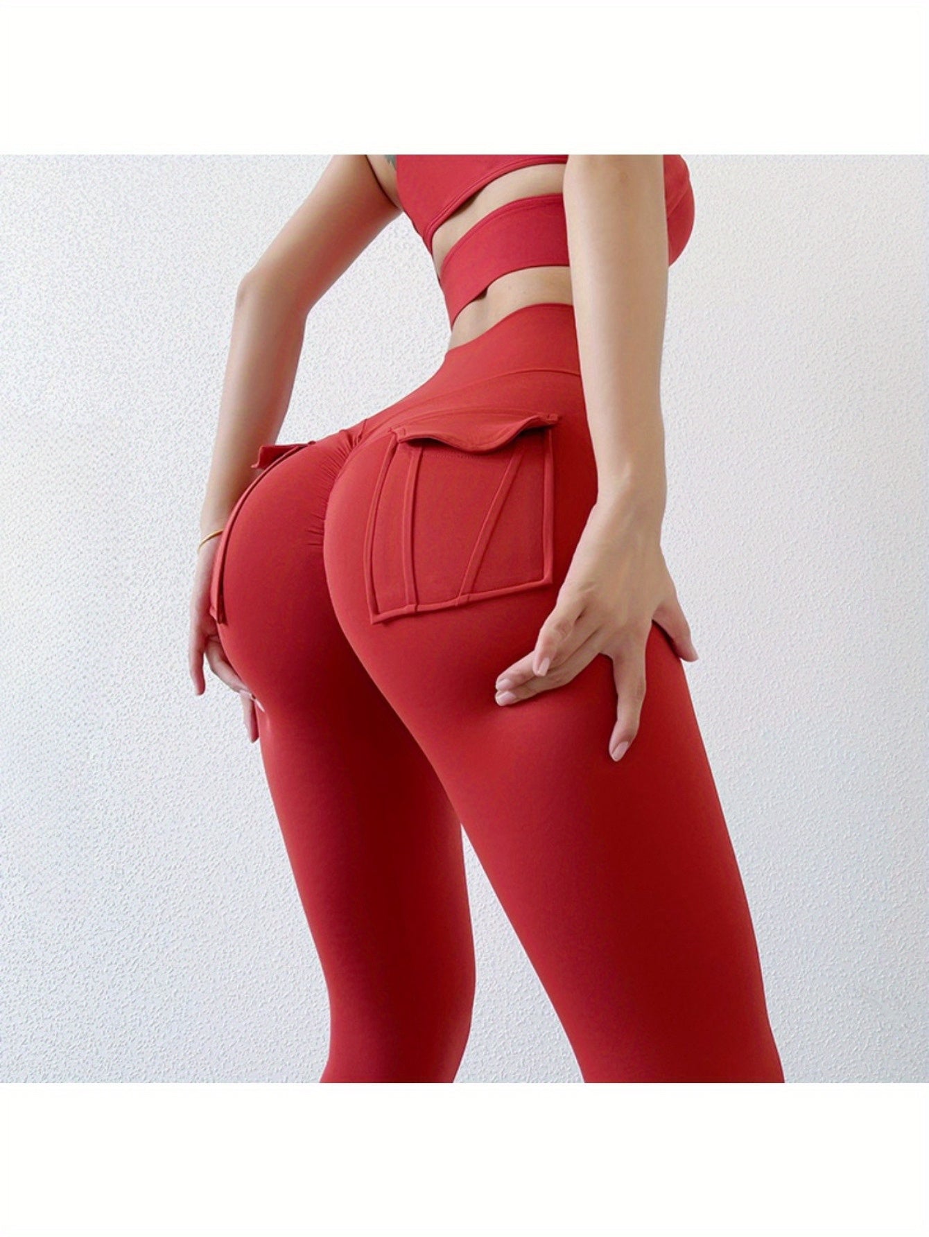 High-Waisted Slim-Fit Yoga Pants - Womens Pocket Running Leggings - ZOOMNSTORE