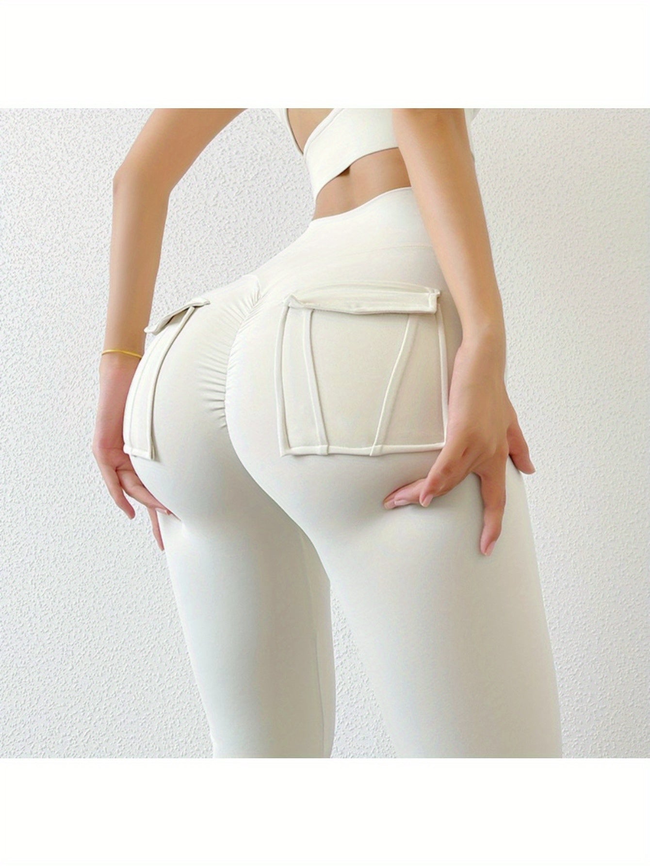 High-Waisted Slim-Fit Yoga Pants - Womens Pocket Running Leggings - ZOOMNSTORE