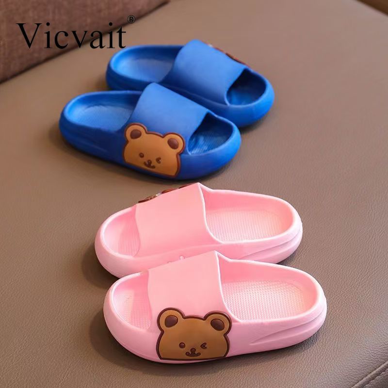 Bear Design Boys Non-Slip Soft Sole Slippers - Cute Slides - ZOOMNSTORE