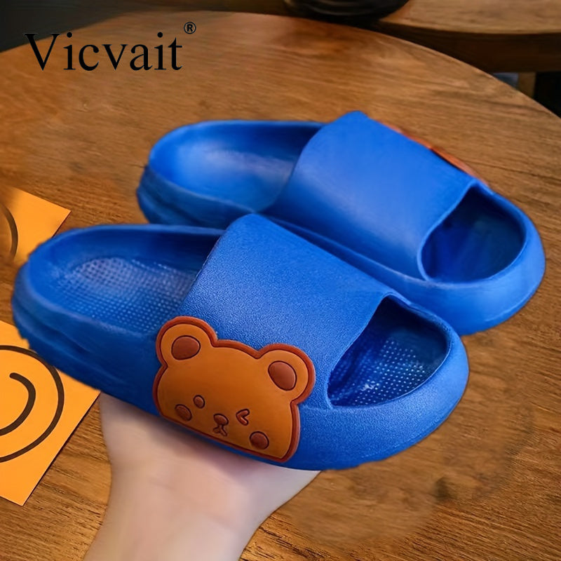 Bear Design Boys Non-Slip Soft Sole Slippers - Cute Slides - ZOOMNSTORE