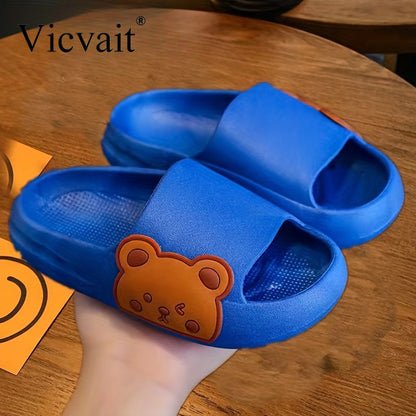 Bear Design Boys Non-Slip Soft Sole Slippers - Cute Slides - ZOOMNSTORE