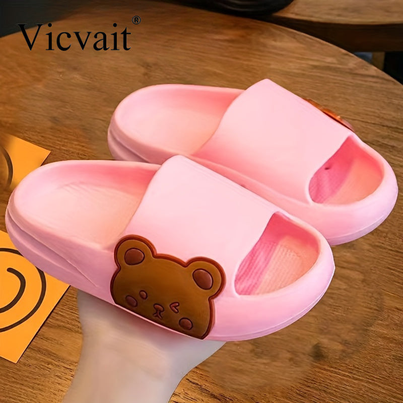 Bear Design Boys Non-Slip Soft Sole Slippers - Cute Slides - ZOOMNSTORE
