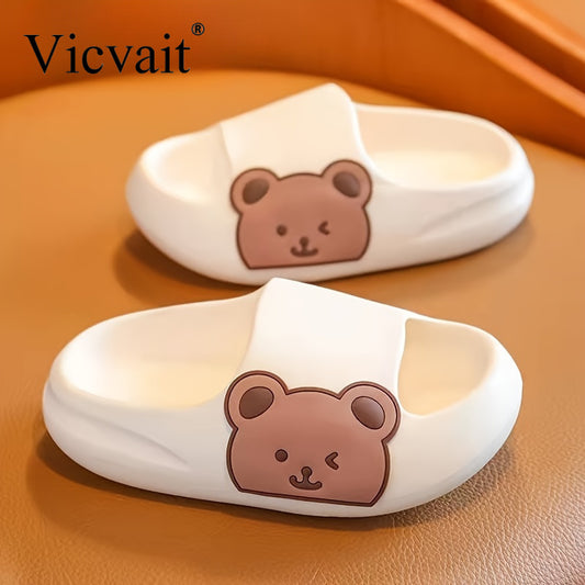 Bear Design Boys Non-Slip Soft Sole Slippers - Cute Slides - ZOOMNSTORE