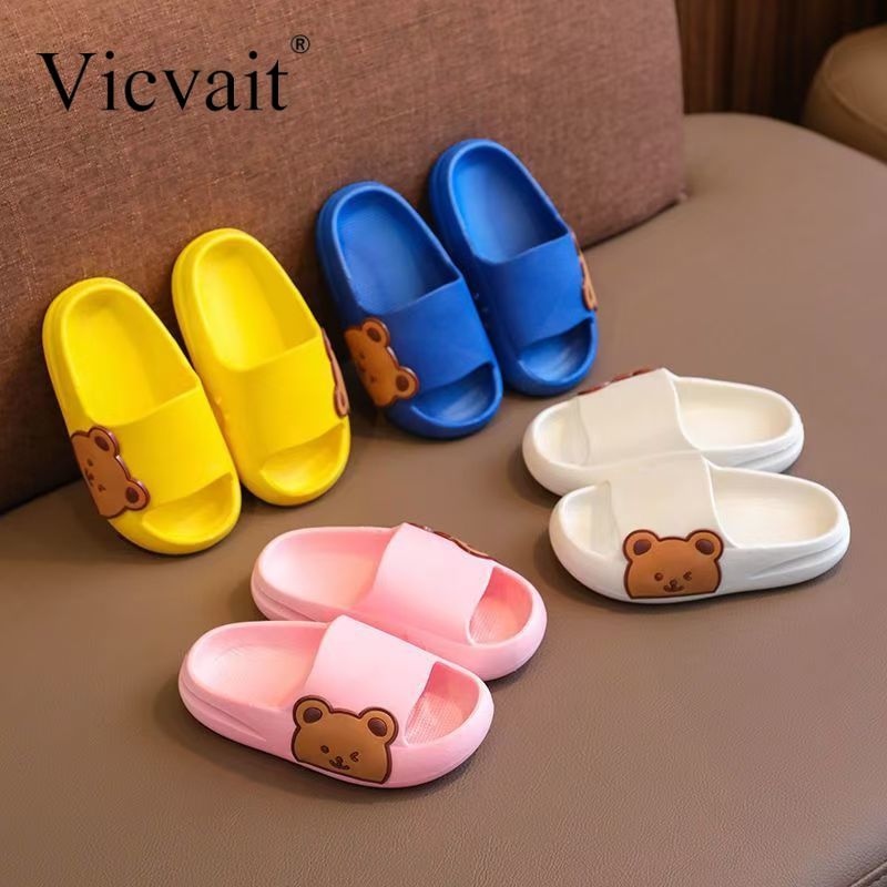 Bear Design Boys Non-Slip Soft Sole Slippers - Cute Slides - ZOOMNSTORE