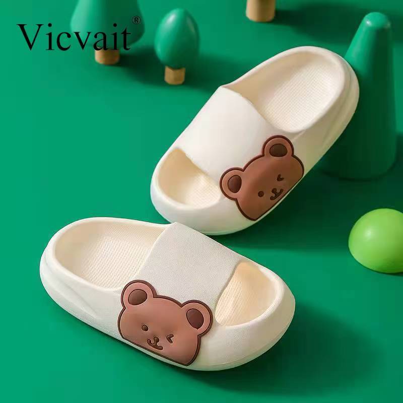 Bear Design Boys Non-Slip Soft Sole Slippers - Cute Slides - ZOOMNSTORE