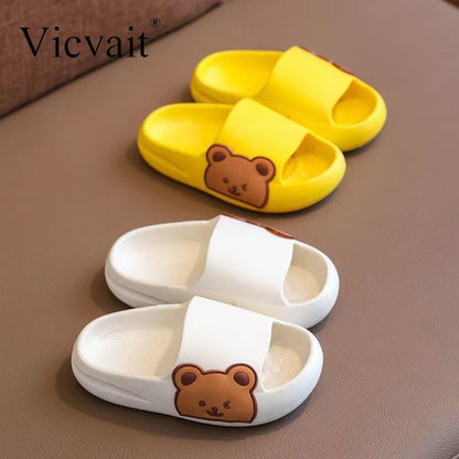 Bear Design Boys Non-Slip Soft Sole Slippers - Cute Slides - ZOOMNSTORE