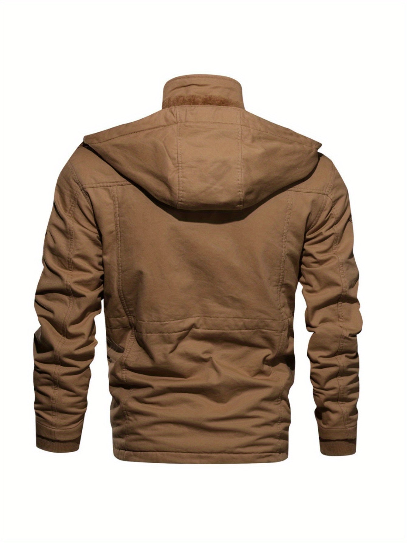 Mens Fleece Jacket - Thick Washed Cotton Multi-Pocket Fashionable for Big Men - ZOOMNSTORE