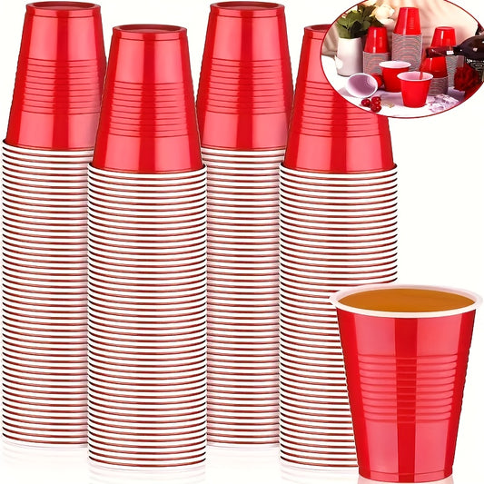 Heavy Duty Red Plastic Party Cups - 18 Oz Disposable 100pcs Ideal for Weddings and Events - ZOOMNSTORE