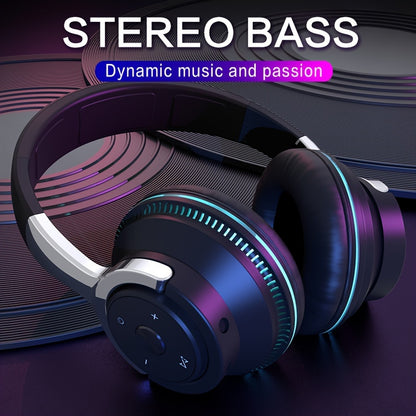 Wireless Headphones - 24 Hours Playtime Over Ear with Mic FM Radio Soft Earpads LED Light TF Card and AUX Support - ZOOMNSTORE