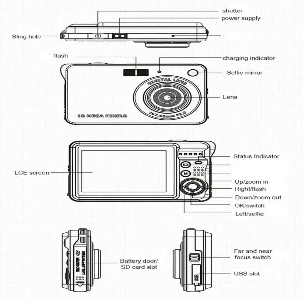 18MP HD Digital Camera - Rechargeable LCD Outdoor Video Camera with Anti-Shake  SD Card Support for Kids - ZOOMNSTORE