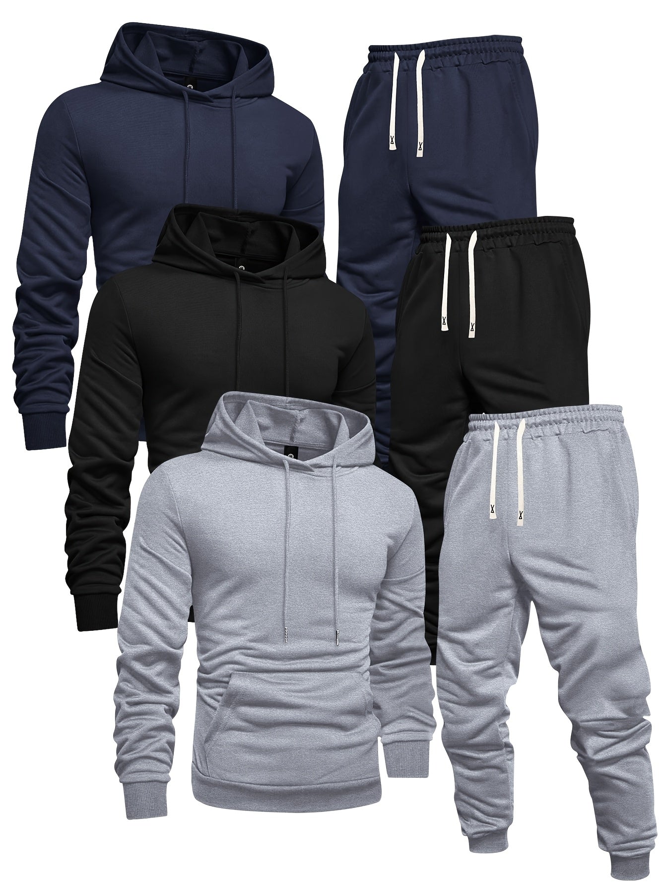 Mens Casual Hoodie and Sweatpants Set - Long Sleeve Pullover with Elastic Waist Joggers - ZOOMNSTORE