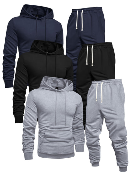 Mens Casual Hoodie and Sweatpants Set - Long Sleeve Pullover with Elastic Waist Joggers - ZOOMNSTORE
