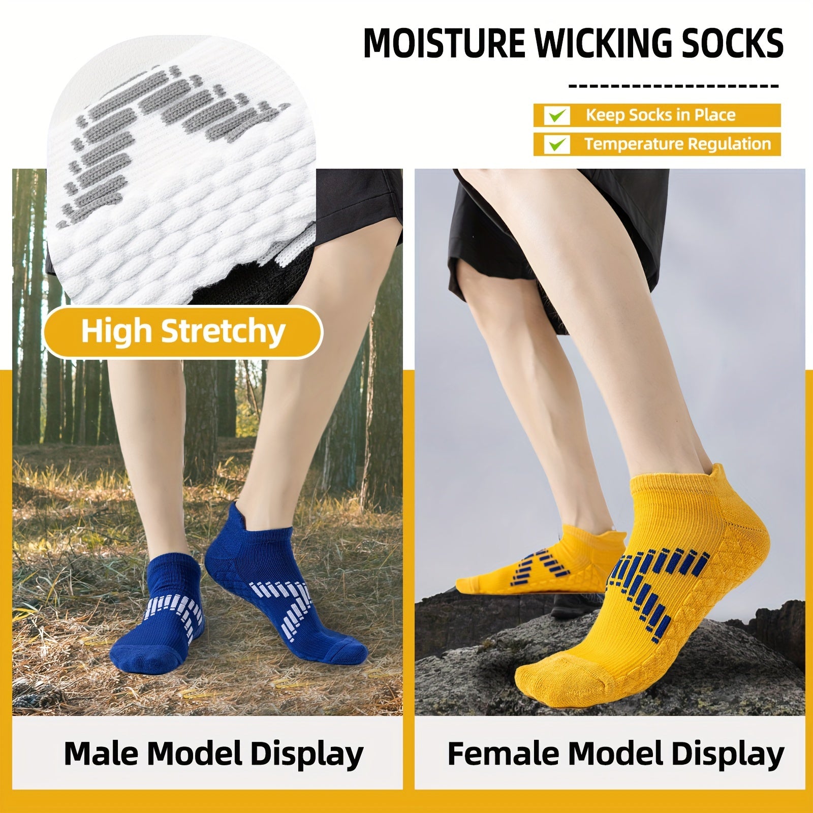 Unisex Athletic Ankle Socks - 6 Pairs Non-Slip Shock Absorbing Breathable Sports Socks for Men  Women - ZOOMNSTORE