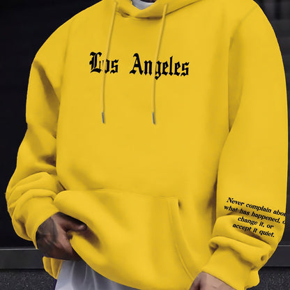 Mens Geometric Hoodie - Casual Pullover with Kangaroo Pocket Regular Fit Stretch Polyester Blend for Spring  Fall - ZOOMNSTORE
