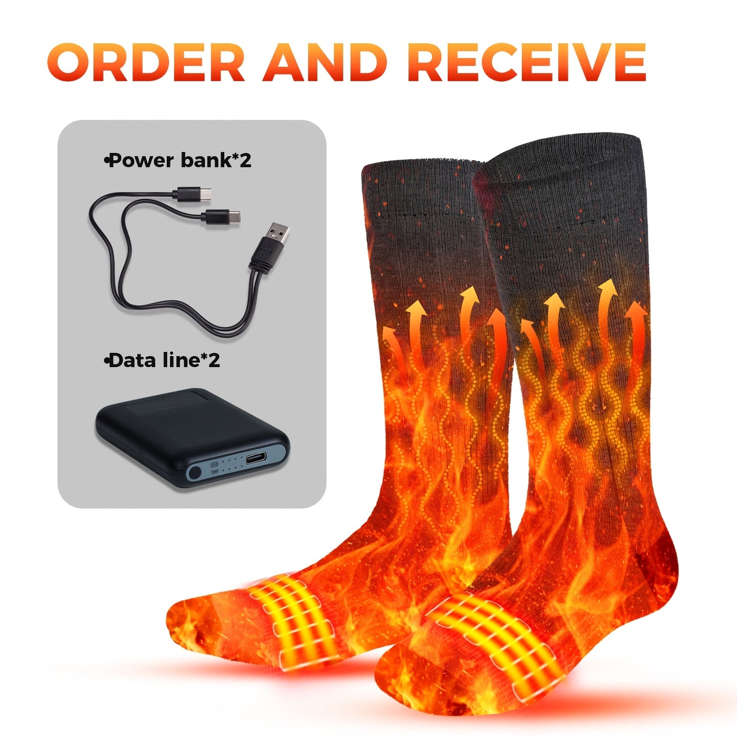 Electric Heating Socks for Men  Women - Rechargeable Winter Ski Socks with 5000mAh Power Banks Perfect for Outdoor Activities  Hand Washable - ZOOMNSTORE