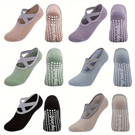 6 Pairs of Casual Socks, Women'S Yoga Socks, Silicone Anti Slip Dance, Breathable, Lightweight And Comfortable, Suitable for Yoga, Pilates And Indoor Sports - ZOOMNSTORE