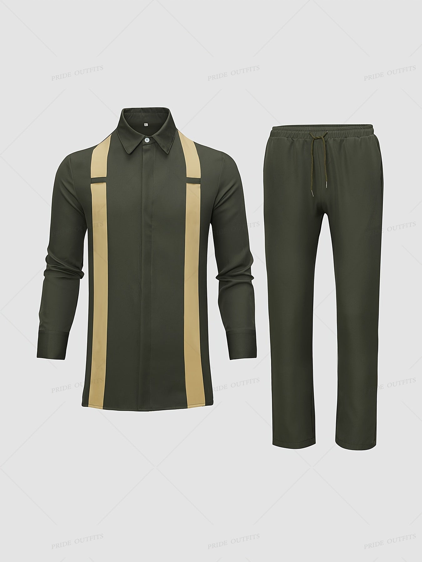 2-Piece African Dashiki Suit - Mens Casual Long-Sleeve Top  Elastic Pants Set - ZOOMNSTORE