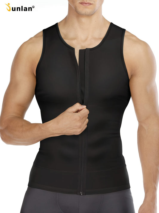 Mens Compression Zipper Tank Top - Slimming Body Shaper Vest - ZOOMNSTORE