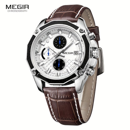 MEGIR Mens Glow Chronograph Watch - Multifunctional Sports Timepiece - ZOOMNSTORE