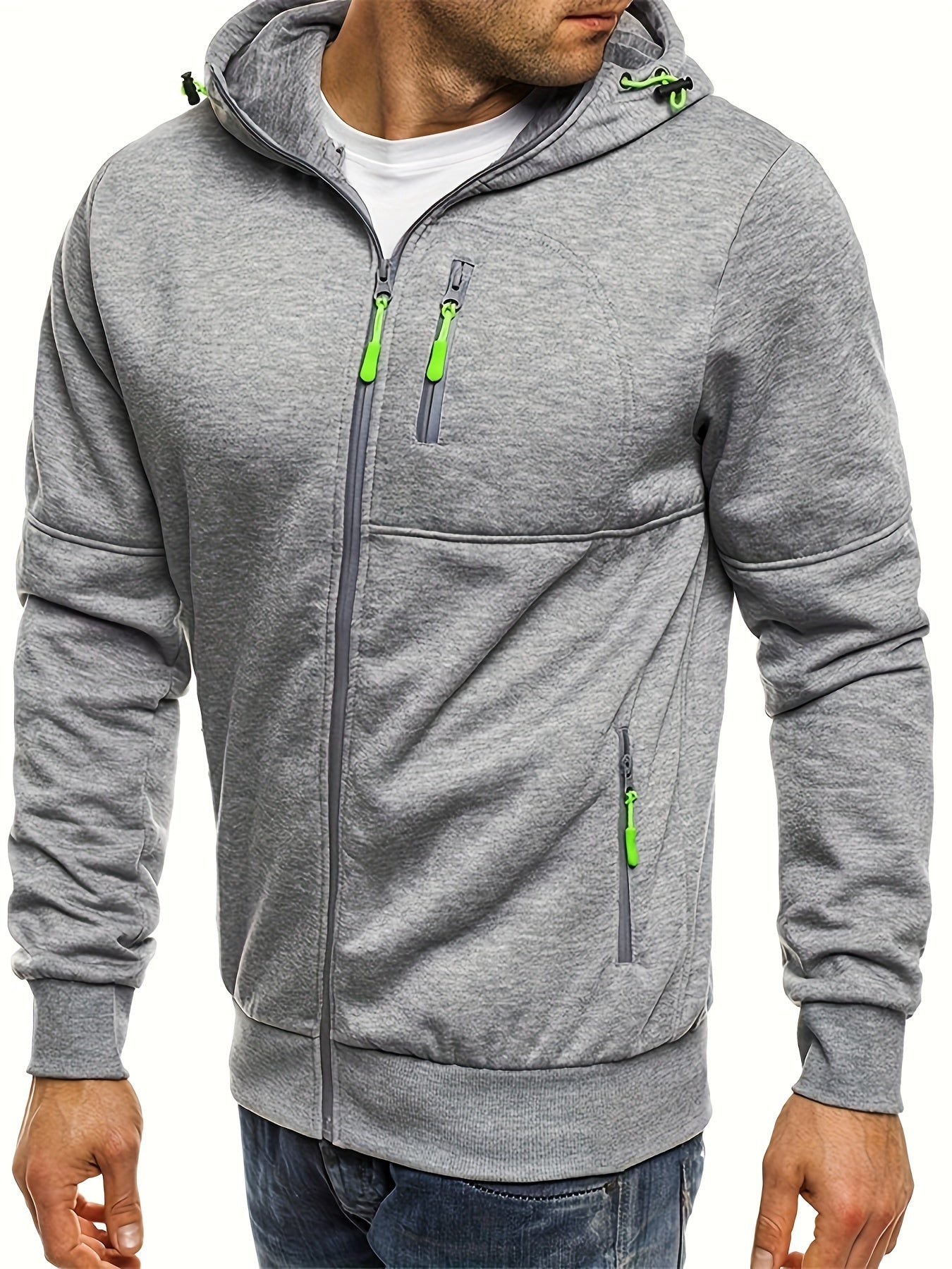 Mens Zipper Hoodie - Casual Full-Zip Sweatshirt with Pockets for Outdoor Activities - ZOOMNSTORE