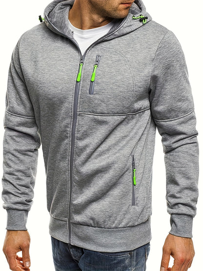 Mens Zipper Hoodie - Casual Full-Zip Sweatshirt with Pockets for Outdoor Activities - ZOOMNSTORE