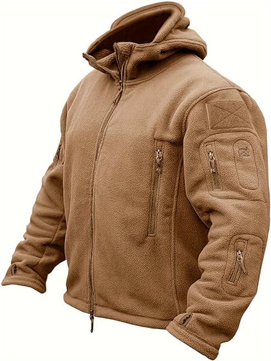 Tactical Hooded Jacket - Warm Windproof Outdoor Jacket with Zip Pockets for Hiking and Casual Wear - ZOOMNSTORE