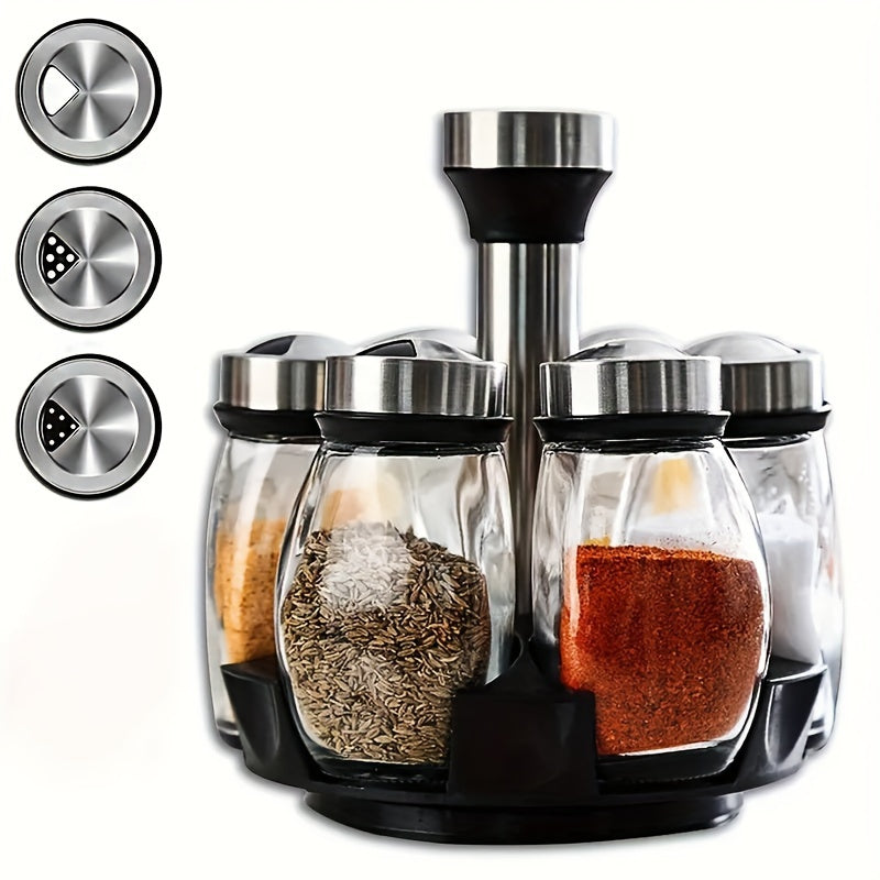 Revolving Spice Rack Set - Multi-Function Countertop Organizer with Jars for Seasonings and Spices - ZOOMNSTORE