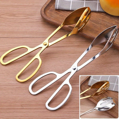 Stainless Steel Food Tongs - Multipurpose Non-Slip Kitchen Utensils for Serving Salad Bread and Barbecue - ZOOMNSTORE