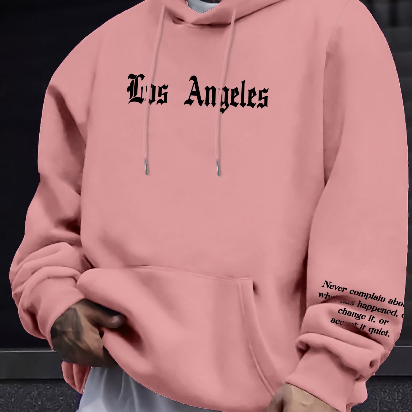 Mens Geometric Hoodie - Casual Pullover with Kangaroo Pocket Regular Fit Stretch Polyester Blend for Spring  Fall - ZOOMNSTORE