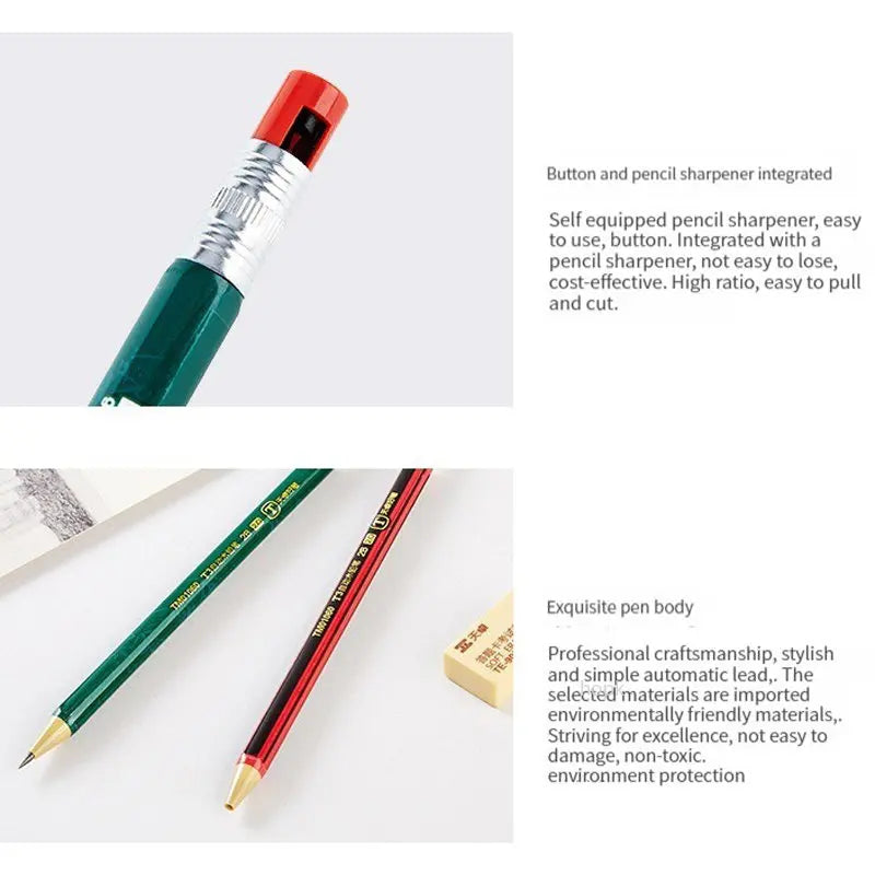 2.0 mm Mechanical Pencils Set 2B Automatic Student Pencils with Sharpener Color Pencil Leads School Pens Kawaii Cute Stationery - ZOOMNSTORE