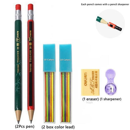 2.0 mm Mechanical Pencils Set 2B Automatic Student Pencils with Sharpener Color Pencil Leads School Pens Kawaii Cute Stationery - ZOOMNSTORE