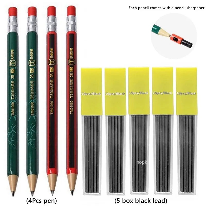 2.0 mm Mechanical Pencils Set 2B Automatic Student Pencils with Sharpener Color Pencil Leads School Pens Kawaii Cute Stationery - ZOOMNSTORE