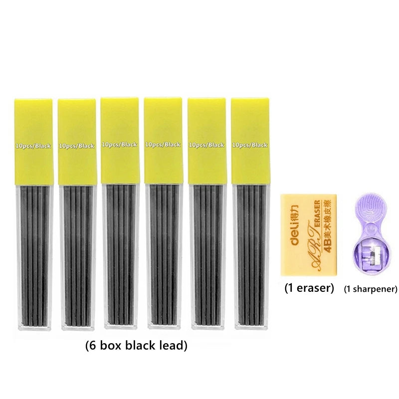 2.0 mm Mechanical Pencils Set 2B Automatic Student Pencils with Sharpener Color Pencil Leads School Pens Kawaii Cute Stationery - ZOOMNSTORE