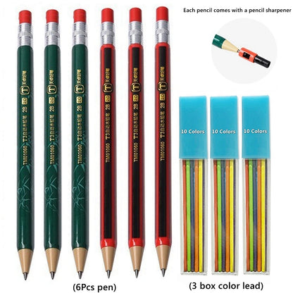 2.0 mm Mechanical Pencils Set 2B Automatic Student Pencils with Sharpener Color Pencil Leads School Pens Kawaii Cute Stationery - ZOOMNSTORE