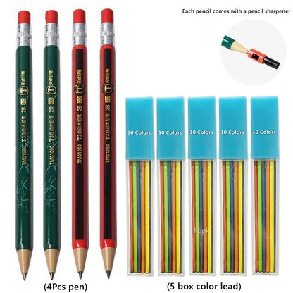 2.0 mm Mechanical Pencils Set 2B Automatic Student Pencils with Sharpener Color Pencil Leads School Pens Kawaii Cute Stationery - ZOOMNSTORE