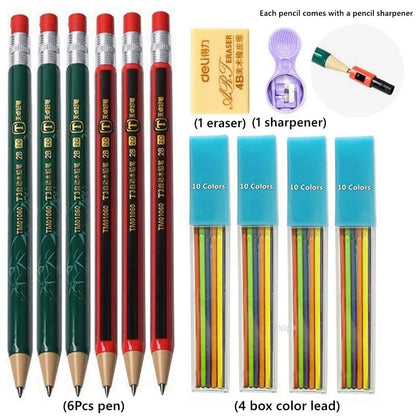 2.0 mm Mechanical Pencils Set 2B Automatic Student Pencils with Sharpener Color Pencil Leads School Pens Kawaii Cute Stationery - ZOOMNSTORE