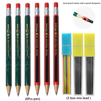 2.0 mm Mechanical Pencils Set 2B Automatic Student Pencils with Sharpener Color Pencil Leads School Pens Kawaii Cute Stationery - ZOOMNSTORE