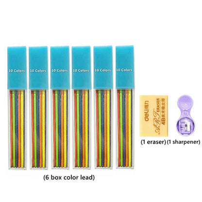 2.0 mm Mechanical Pencils Set 2B Automatic Student Pencils with Sharpener Color Pencil Leads School Pens Kawaii Cute Stationery - ZOOMNSTORE