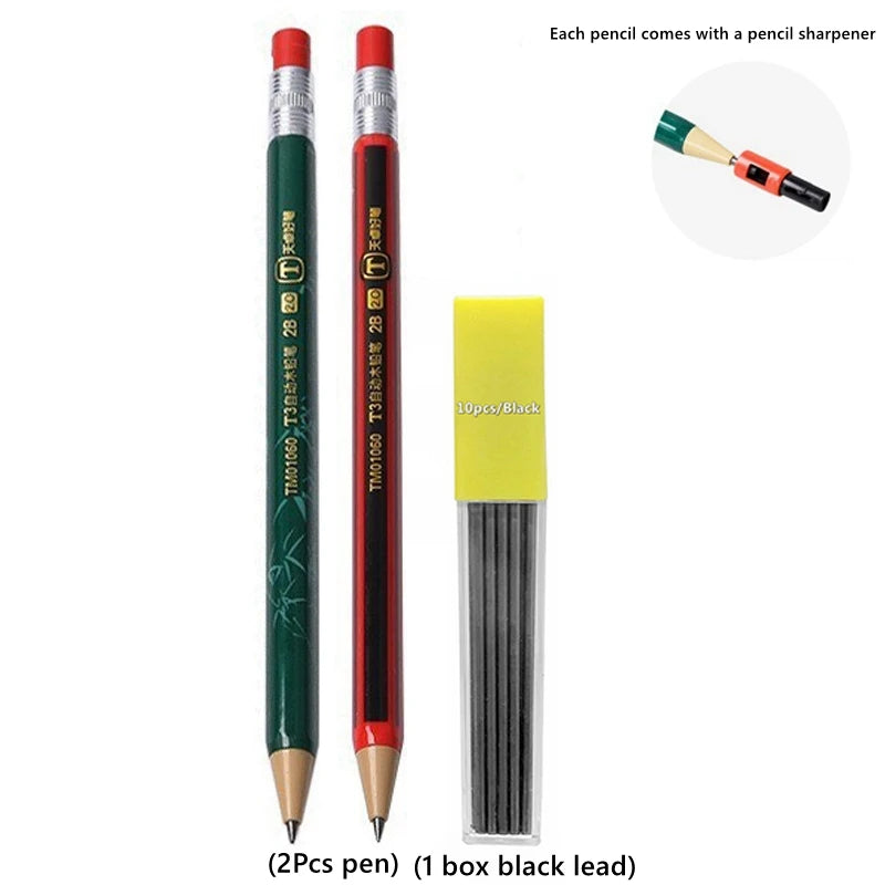 2.0 mm Mechanical Pencils Set 2B Automatic Student Pencils with Sharpener Color Pencil Leads School Pens Kawaii Cute Stationery - ZOOMNSTORE