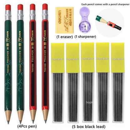 2.0 mm Mechanical Pencils Set 2B Automatic Student Pencils with Sharpener Color Pencil Leads School Pens Kawaii Cute Stationery - ZOOMNSTORE