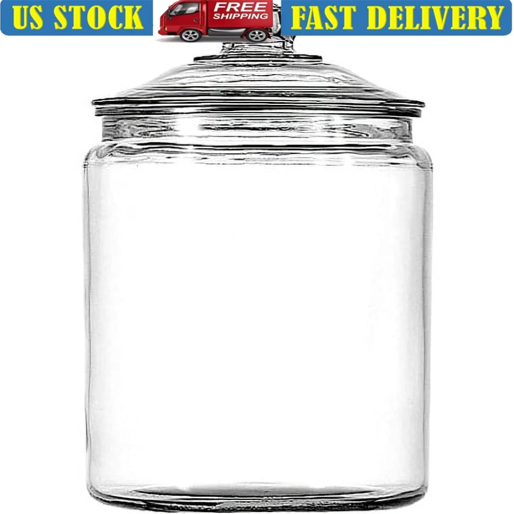 2 Gallon Glass Storage Jar with Lid Wide Mouth Food Container Perfect Dry Goods Candy Cookies Flour Rice Coffee Spices - ZOOMNSTORE