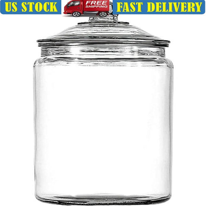 2 Gallon Glass Storage Jar with Lid Wide Mouth Food Container Perfect Dry Goods Candy Cookies Flour Rice Coffee Spices - ZOOMNSTORE