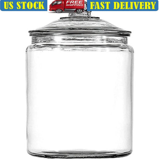 2 Gallon Glass Storage Jar with Lid Wide Mouth Food Container Perfect Dry Goods Candy Cookies Flour Rice Coffee Spices - ZOOMNSTORE
