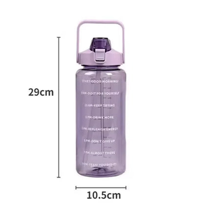 2 Liter Water Bottle - Large Portable Plastic Bottle with Silicone Straw for Fitness - ZOOMNSTORE
