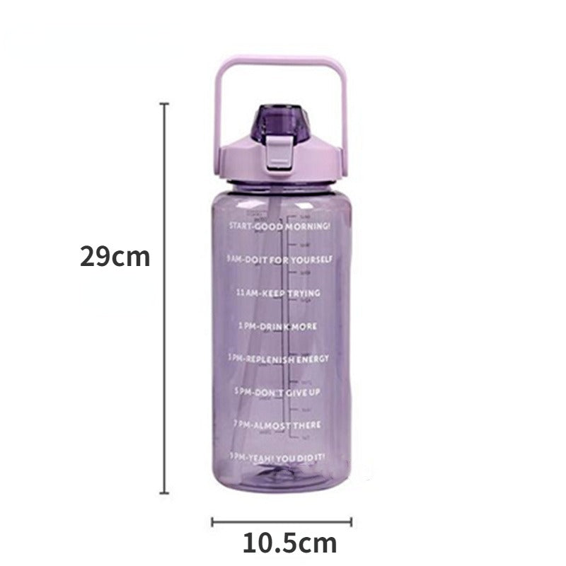 2 Liter Water Bottle - Large Portable Plastic Bottle with Silicone Straw for Fitness - ZOOMNSTORE
