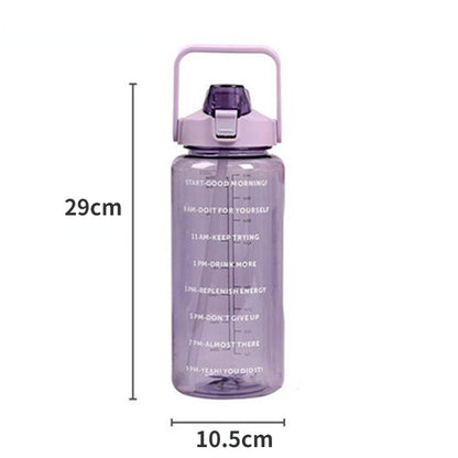 2 Liter Water Bottle - Large Portable Plastic Bottle with Silicone Straw for Fitness - ZOOMNSTORE