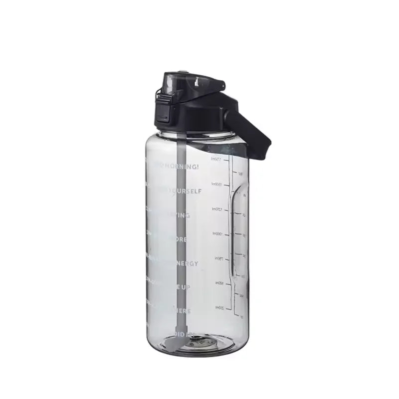 2 Liter Water Bottle - Large Portable Plastic Bottle with Silicone Straw for Fitness - ZOOMNSTORE