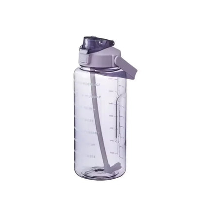 2 Liter Water Bottle - Large Portable Plastic Bottle with Silicone Straw for Fitness - ZOOMNSTORE