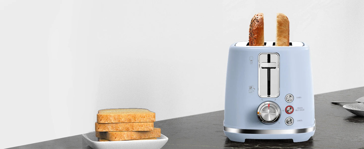 Extra Wide Slot Toaster - 2 Slice with 6 Browning Options Auto Shut Off  Frozen Function Blue - ZOOMNSTORE