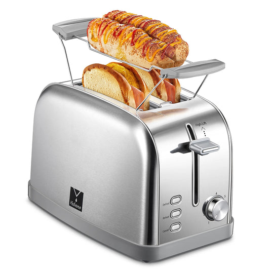 Retro 2-Slice Toaster - Extra Wide Slots 7 Shade Settings DefrostBagelCancel Functions - ZOOMNSTORE